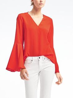 Flared Sleeves Top, Bell Sleeve Top, Blouses For Women, Bell Sleeve Blouse, Long Tops, Shopping Womens Clothing, Tailored Shirts