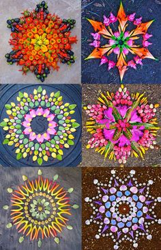 Nature Mandala, Leaf Art, Flower Mandala, Flower Art, Flower Rangoli, Earth Art