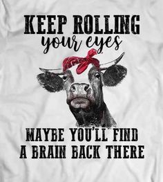 a t - shirt that says keep rolling your eyes maybe you'll find a brain back there