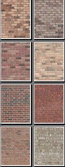 several different types of brick wall panels