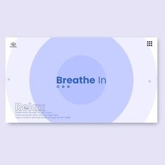 a white and blue business card with the words breathe in