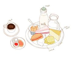 티타임 ☕️ #illust #illustration #daily #diary #doodle #drawing #doodling #cooking #coffee #desert #milk #드로잉 #일러스트 #손그림 #케이크 #커피 #디저트 Food Art, Doodles, Ideas, Painting & Drawing, Vintage, Art, Kawaii, Food Illustrations, Illustration Food