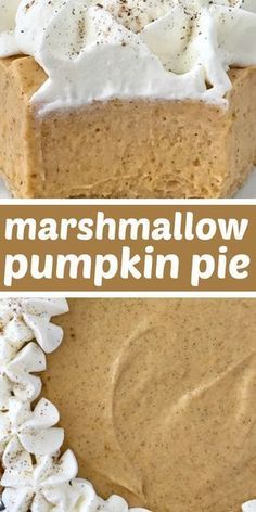 there is a pumpkin pie with marshmallows on top