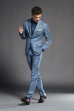 Blue checked plaid slim fit pants for him..2019 formal Menswear, Stylish Men, Mens Suits, Slim Fit Pants, Single Breasted Jacket, Single Breasted Coat