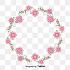 pink flowers arranged in the shape of a circle on a white background png and psd