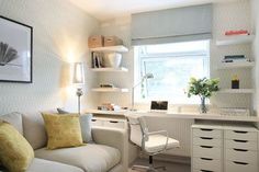 Clever Storage Ideas For Your Spare Room - Forbes With the TV on the west wall, this would be perfect. Time to recycle the trundle! Home Office Design, Home Office/guest Room, Bedroom Office Combo, Home Office Space, Spare Bedroom Office, Office Guest Bedroom, Guest Room Office, Home Office Decor