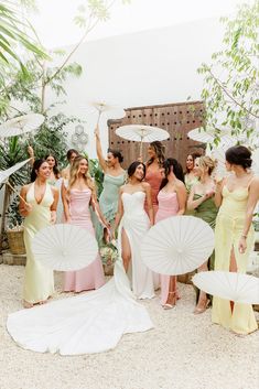 Who says bridesmaid dresses have to match? 🌸 Let your squad shine in mismatched pastel dresses at your Tulum wedding! From soft pinks to dreamy blues, create a picturesque palette that's as unique as your love story. #TulumWedding #MismatchedBridesmaidDresses #PastelPerfection #MexicoWedding #GaliaLahav #GaliaLahavBride Pantone, Bridesmaid Inspiration