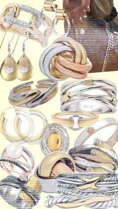 a collage of different types of rings and earrings with the caption's name on it