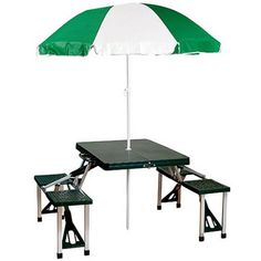 Portable Picnic Table, Green Trips, Folding Furniture, Picnic Table With Umbrella, Outdoor Picnics, Outdoor Furniture