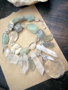 Ice Queen necklace Aquamarine Raw quartz sticks by HerWhimsy Pat Mcgrath, Lip Art, Lightning, Horn, Aquamarine Jewelry, Gems Jewelry, Natural Stone Jewelry, Stone Jewelry