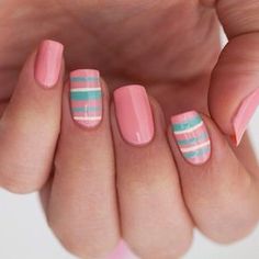 Pink, stripes nails Nail Art. Nail Design. Polishes. Polish, Romantic. Instagram by sophiesbeauty Pedicure, Striped Nails, Nail Colors, Fabulous Nails, Unique Nails