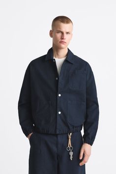 COTTON POCKET JACKET - Navy blue | ZARA United States Jackets, Sweatshirts, Kingdom, Zara, Cotton, Cotton Jacket, Verano