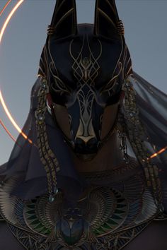 an image of a person wearing a black mask with gold chains around their neck and face
