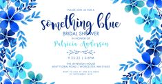 a blue and white floral bridal shower is featured in the center of this card