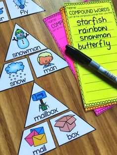 Literacy Centres, Triangle, Compound Words Worksheets, Compound Words Printables, Compound Words, Word Activities