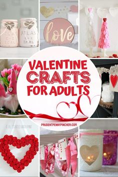 valentine crafts for adults to make with paper flowers, candles and other items in the shape of hearts