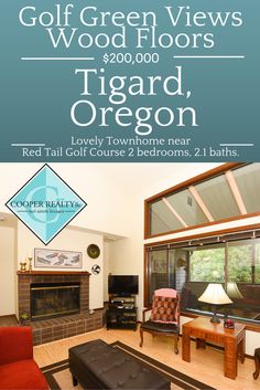 For sale in Tigard, Oregon: featuring lovely views of Red Tail Golf Course and wood floors.  Town Home with 2 bedrooms, 2.1 bathrooms RMLS 16299933 Golf, Portland Real Estate, Property, Townhouse