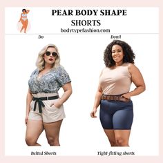 Belted Shorts Pear Shaped Women, Pear Body, Nice Shorts, Pear Shaped, Pear