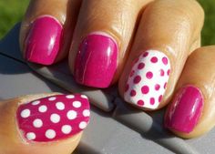 accent nails; except i would only do the ring finger Gel Nail Designs, Accent Nails, Trendy Nail Art, Trendy Nail Design, Dots Nails, Nailart