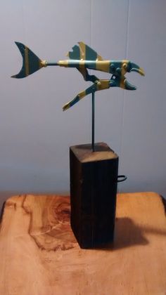 Fish Sculptures from reclaimed metal and driftwood