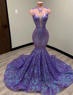 Mermaid / Trumpet Evening Gown Elegant Dress Formal Court Train Sleeveless Illusion Neck Sequined with Sequin India, Prom Dresses, Prom, Robe, Pretty Prom Dresses, Cute Prom Dresses, Gorgeous Prom Dresses, Purple Prom Dress, Robe De Mariee