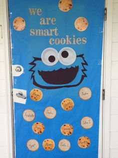 a door decorated with cookie cookies and the words we are smart cookies