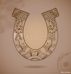 the letter u is decorated with flowers and leaves on a brown background, in an ornate style