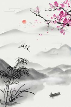 Landscape Paintings, Chinese Landscape Painting, Japanese Landscape, Chinese Landscape, Chinese Painting, Landscape Art, Chinese Ink, Japanese Ink Painting, Chinese Art