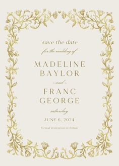 an ornate frame is the centerpiece on this save the date card for wedding guests