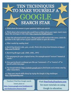 the back cover of a book with stars on it and text reading ten techniques to make yourself a google search star
