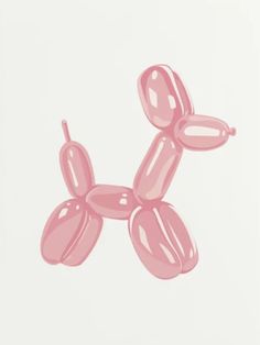 a pink balloon dog floating in the air