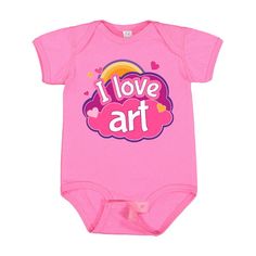 Cute art teacher or artist design says I love art Size: Newborn.  Color: Pink.  Gender: female.  Age Group: infant. Pink, Design, Children's Outfits, Art, Baby, Baby Bodysuit, Baby Clothes, Infant