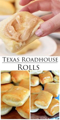 the texas roadhouse rolls have been made with butter and are ready to be eaten