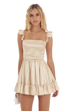 Aldina Fit and Flare Dress in Champagne | LUCY IN THE SKY Dresses, Flare Dress, Outfits, Short Dresses, Fit And Flare Dress, Dresses For Teens, Fit N Flare Dress, Semi Dresses, Mini Dress Party