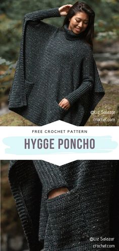 Jumpers, Knitted Poncho Patterns Free, Knit Poncho, Knitted Poncho, Knitting Poncho, Free Crochet Poncho Patterns, Crochet Poncho Free Pattern, Crochet Sweater Pattern Free
