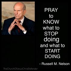 a man in a suit and tie with his hands clasped to his chest, saying pray to know what to stop doing and what to start doing