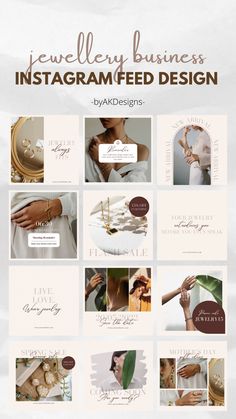 the website for jewelry business is displayed on a white background with gold lettering and photos