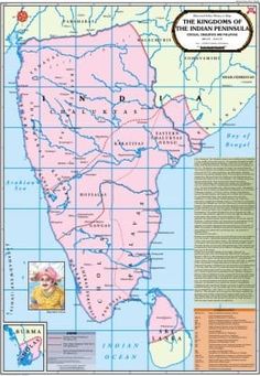 Kingdoms of Indian Cholas,Chalukyas & Pallavas Map Indian, Exam