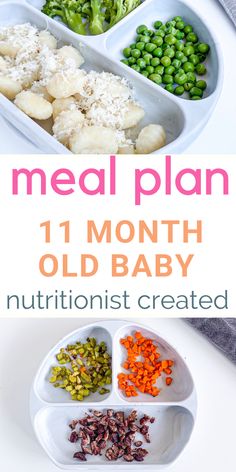 the meal plan for one month old baby includes peas, broccoli and carrots