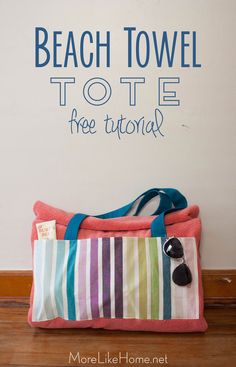 Make a beach towel that converts into a beach tote with this free tutorial! Tote Bags, Beach Towel Bag, Beach Towel, Diy Beach Bag, Beach Bag, Towel, Tote Tutorial, Purses And Bags, Diy Bag