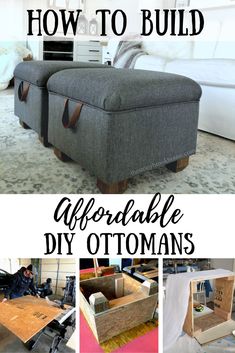 the diy ottoman is made from an old crate