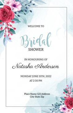 a floral bridal shower is shown in this watercolor style