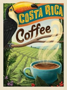 Retro, Vintage, Decoupage, Vintage Travel, Coffee Art, Vintage Travel Posters, Vintage Coffee, Costa Rica Coffee, Cafe