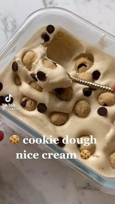 an ice cream dish with cookies and chocolate chips in it