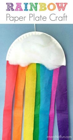 a paper plate craft with rainbow colors on it