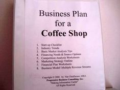 a business plan for a coffee shop is hanging on the wall in front of a door