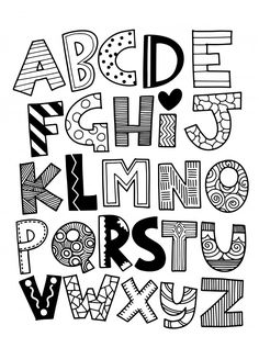 hand drawn alphabet letters on lined paper