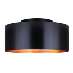 a black ceiling light with a white background