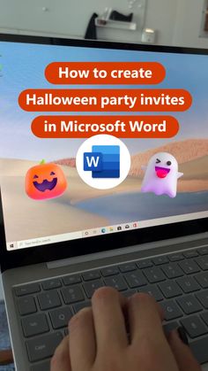 someone is using their laptop to play halloween party in microsoft word
