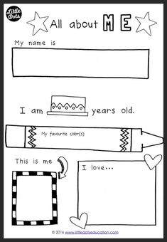 an all about me worksheet for kids with pictures and words on the page